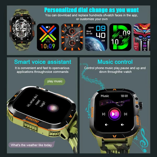Men's Military Outdoor Sports Smart Watch for Android & IOS